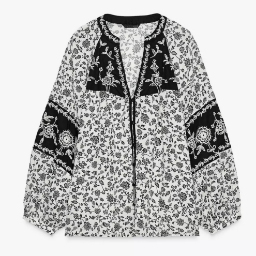 Picture of ZARA FLORAL PRINT BEADED EMBROIDERED BLOUSE