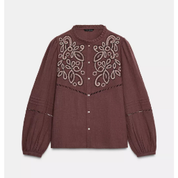 Picture of ZARA EMBROIDERED BIB BLOUSE