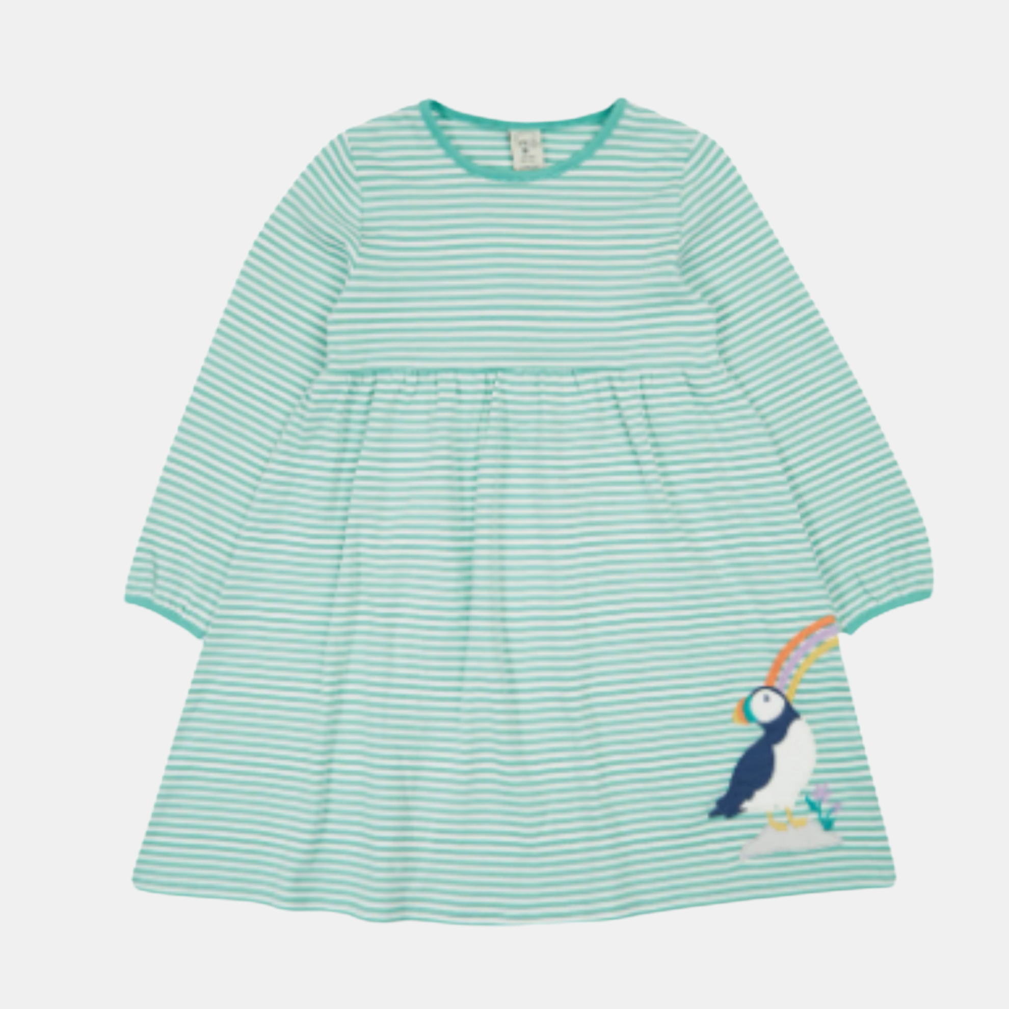 Picture of Frugi Girls Organic Cotton Dolcie Puffin Rainbow Dress