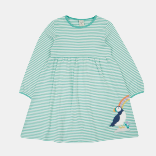 Picture of Frugi Girls Organic Cotton Dolcie Puffin Rainbow Dress