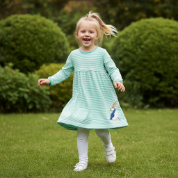 Picture of Frugi Girls Organic Cotton Dolcie Puffin Rainbow Dress