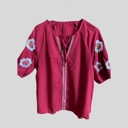 Picture of SHEIN EMERY ROSE Embroidered V-Neck Mid-Sleeved Top