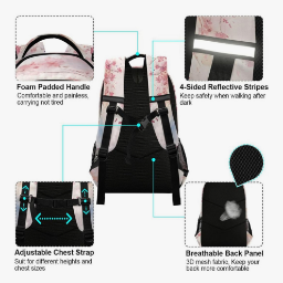 Picture of ALAZA Horse Cherry School Backpack - 17" w/ Reflective Strip