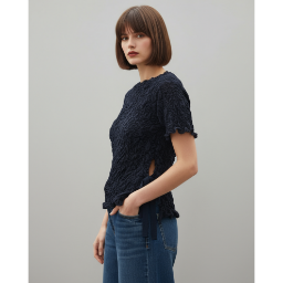 Picture of ZARA TEXTURED KNIT TOP WITH BOWS