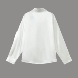 Picture of SHEIN Elegant Satin Blouse with Embroidered Collar