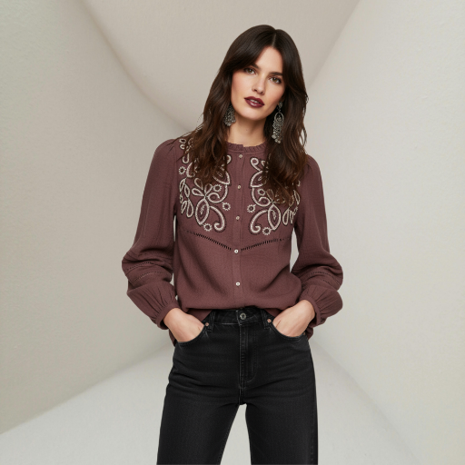 Picture of ZARA EMBROIDERED BIB BLOUSE
