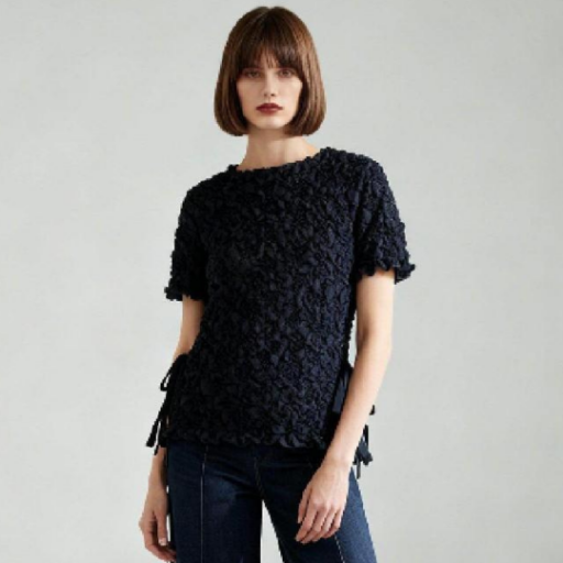 Picture of ZARA TEXTURED KNIT TOP WITH BOWS